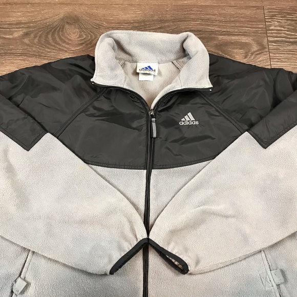 Adidas Men’s Y2K Vintage 2000’s Full Zip Gray & Black Fleece Jacket Size Large - Picture 7 of 9